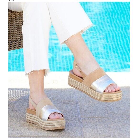 Sole Bliss Shoes Sole Bliss Bertie Camel Suede Metallic Leather